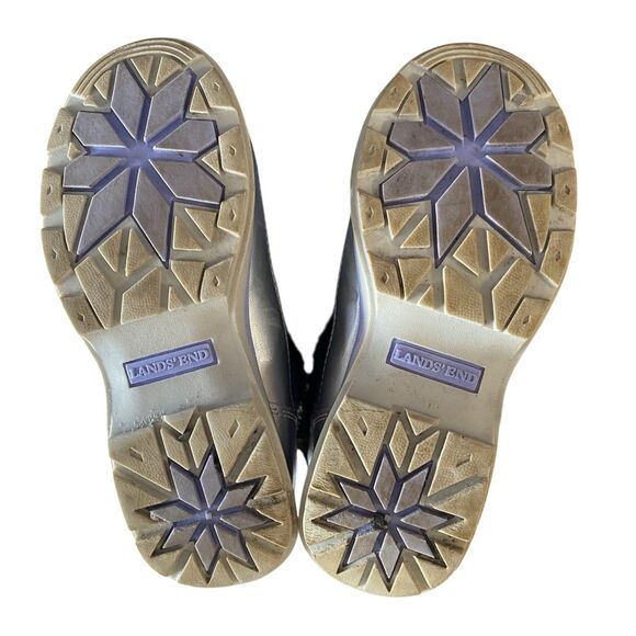 Lands End Snowflake Tall Silver Insulated Snow Boots Lined Faux Fur Girls Size 1 - Picture 6 of 9